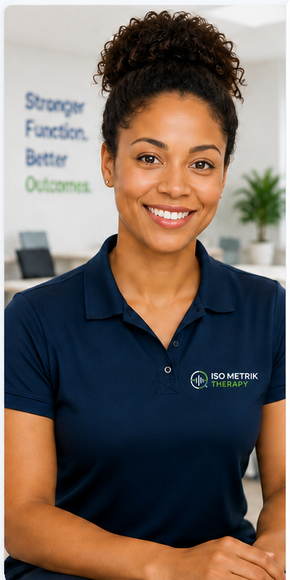 ISO Metrik Therapy support representative beside the AI Help Assistant